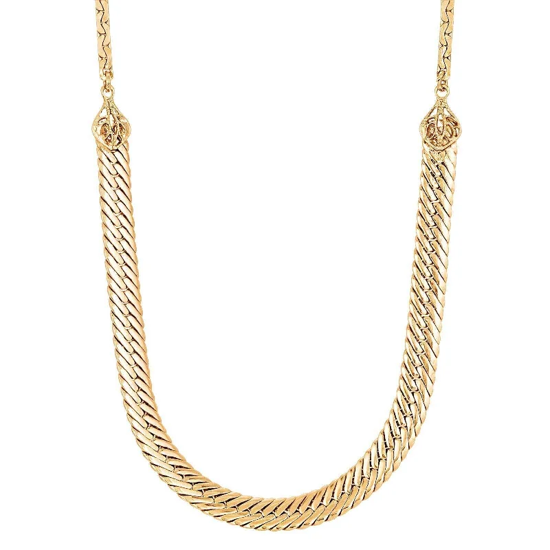 Women’s silver chain necklace-1928 Jewelry Gold Fancy & Swaged Chain Necklace 16" + 3" Extender