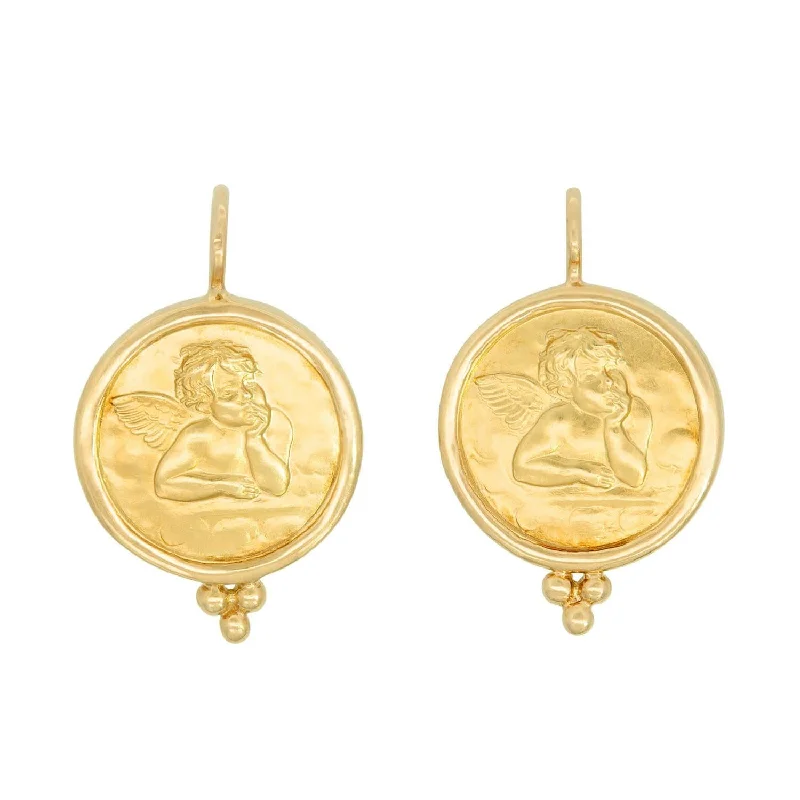 Women’s unique earrings-Estate Temple St. Clair 18k Cherub Earrings