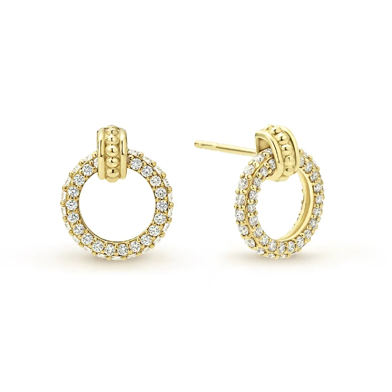 Women’s diamond earring studs-Meridian 18K Gold Circle Diamond Stud Earrings