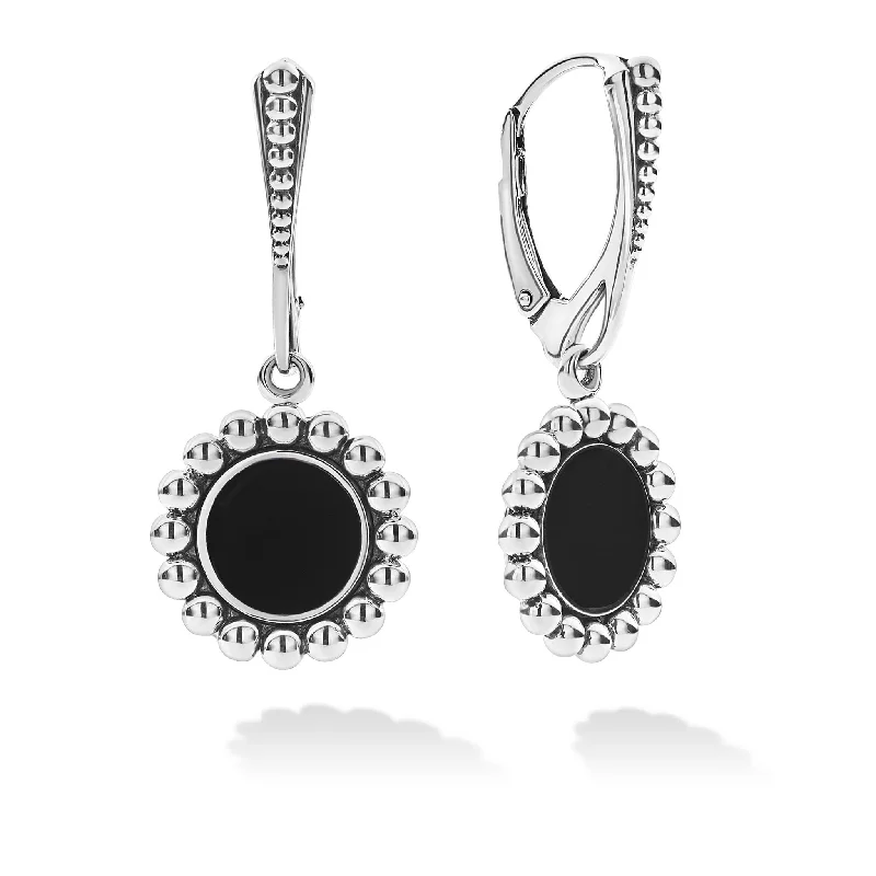 Women’s colorful earrings-Maya Small Onyx Circle Drop Earrings