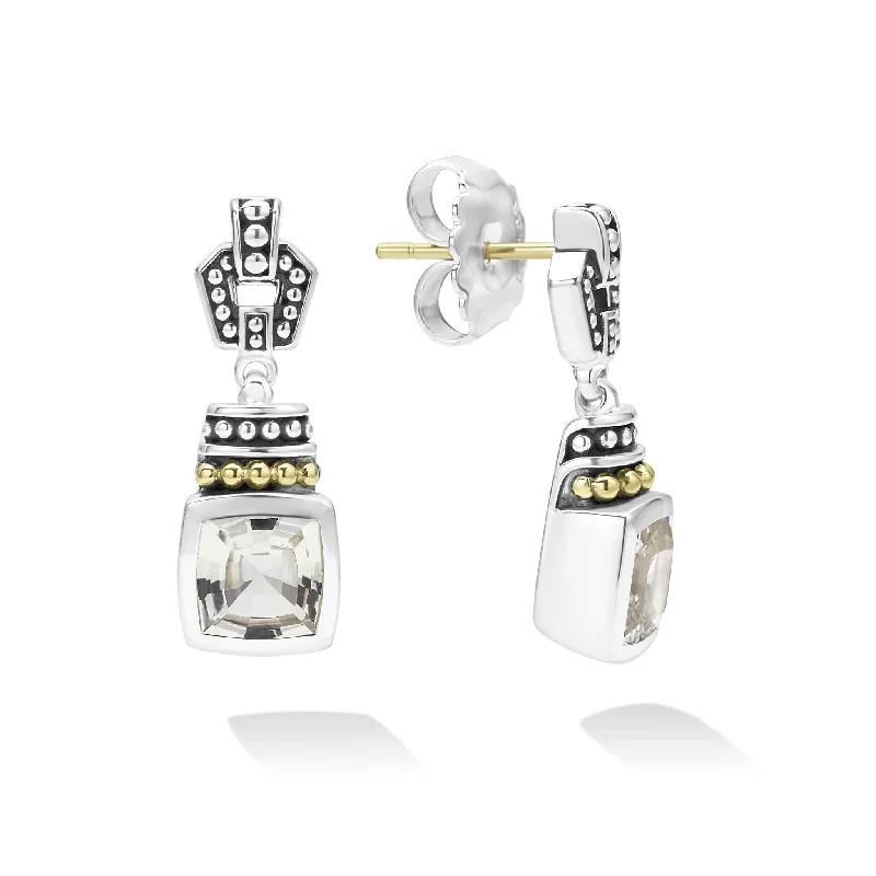 Women’s oval stud earrings-Caviar Color White Topaz Drop Earrings