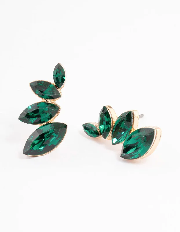 Women’s pearl drop earrings-Green Graduated Marquise Stud Earrings