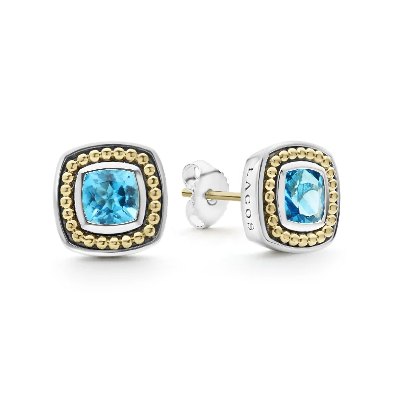 Women’s vintage earrings-Rittenhouse Swiss Blue Topaz Stud Earrings