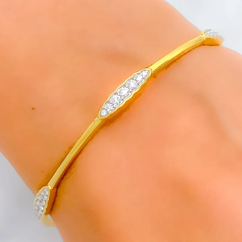 Women’s layered bracelet-Contemporary Sleek Diamond + 18k Gold Bangle