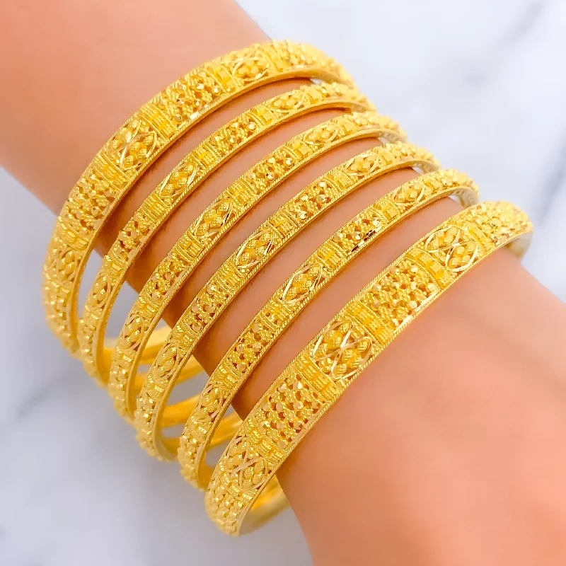 Women’s fashion bangles-Signature Heirloom 22k Gold Bangle Set