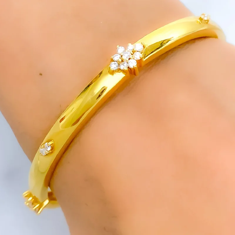 Women’s elegant bracelet-Dapper High Finish Diamond + 18k Gold Bangle