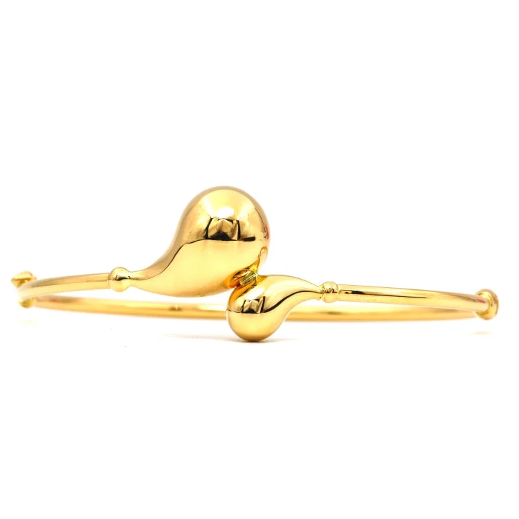 Women’s men’s bracelet-Real Gold Big Teardrop Clip Lock Bangle (Size 19) 3461 BA1611