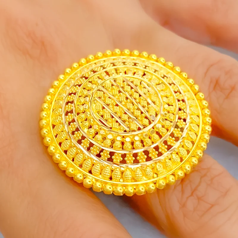 Women’s wedding band for her-Captivating Netted Dome 22k Gold Statement Ring