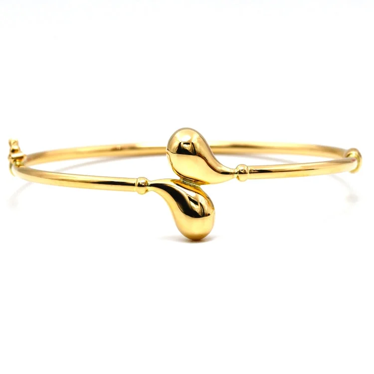 Women’s wide bracelet-Real Gold Teardrop Clip Lock Bangle (Size 18) 3458 BA1605