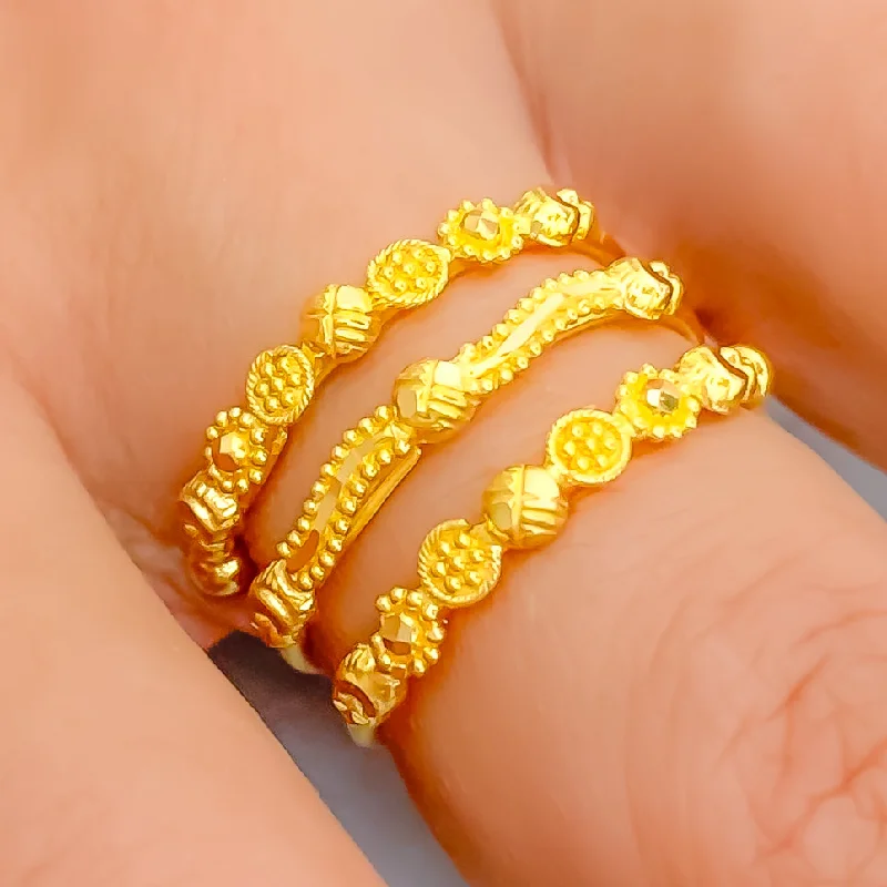 Women’s engagement rings for brides-Upscale Ethereal 22K Gold Spiral Ring