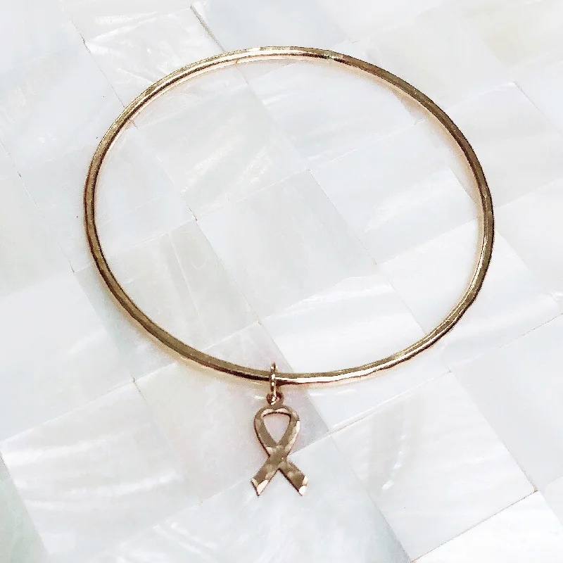 Women’s bracelet with charms-Awareness ribbon charm bangle (B433)