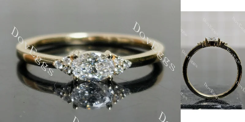 Women’s solitaire engagement rings for brides-Doveggs Self-Love oval/marquise moissanite/lab grown diamond engagement ring