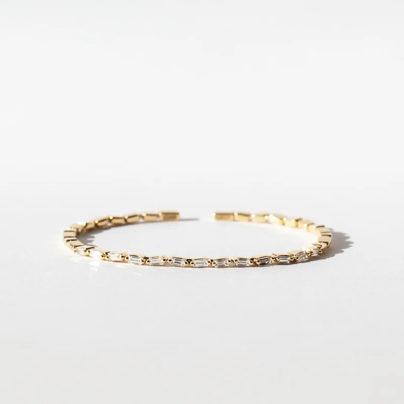 Women’s gold-plated bangle-Suzanne Kalan | 18k Bold Thin Diamond Bangle