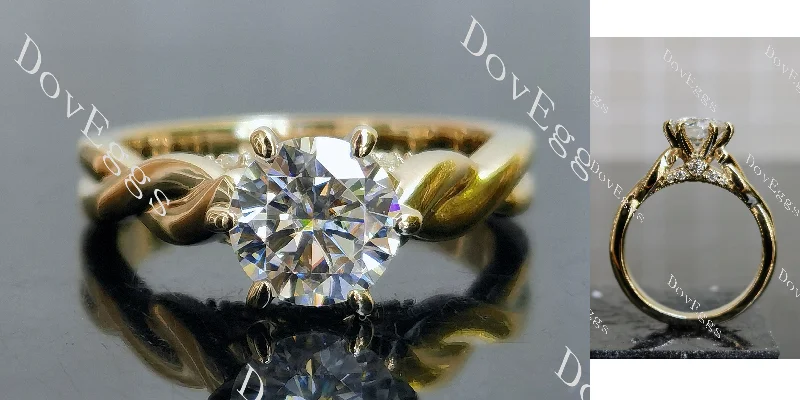 Women’s solitaire engagement rings-Doveggs round curved vintage moissanite engagement ring