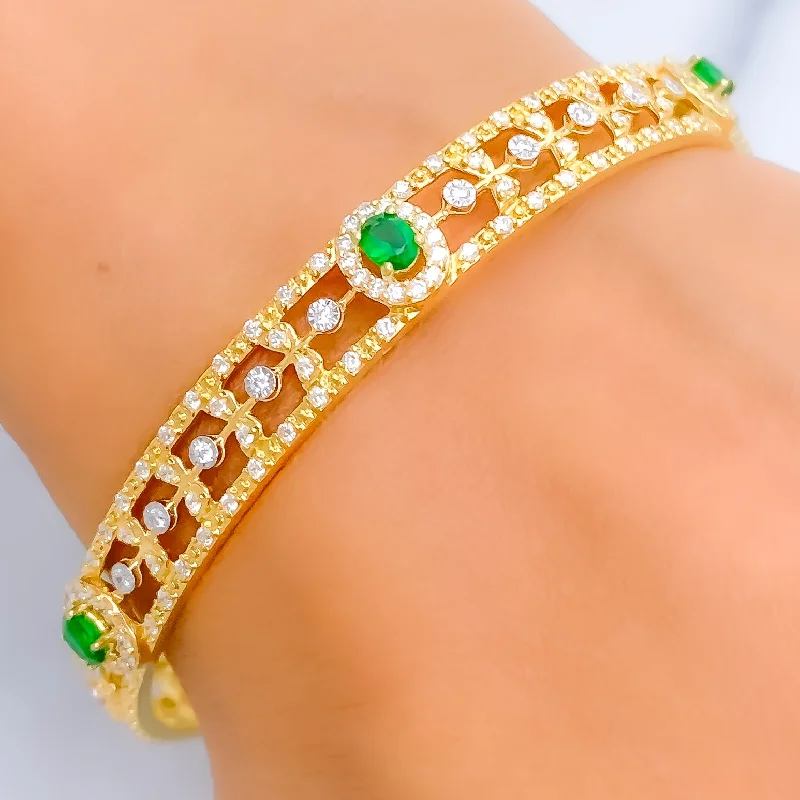 Women’s dainty bracelet-Lavish Attractive Diamond + 18k Gold Bangle