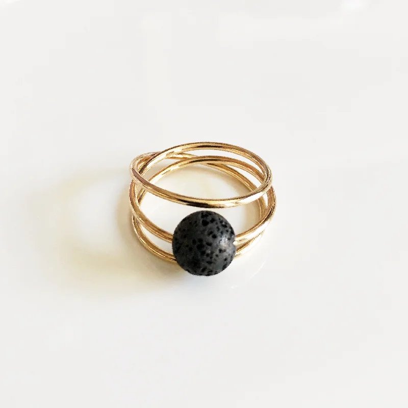 Women’s colorful engagement ring-Ring LOELA - Black lava rock (R190)