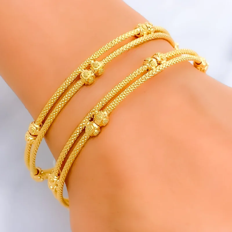 Women’s crystal bracelet-Attractive Orb 22k Gold Bangle Pair