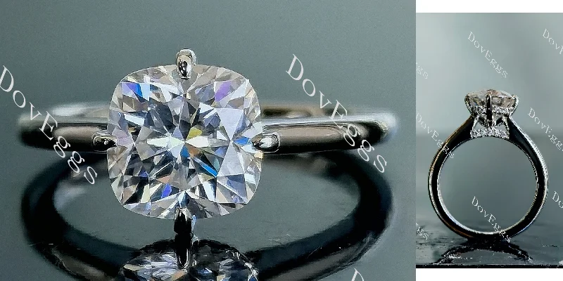 Women’s affordable halo engagement rings-Doveggs cushion art deco moissanite engagement ring