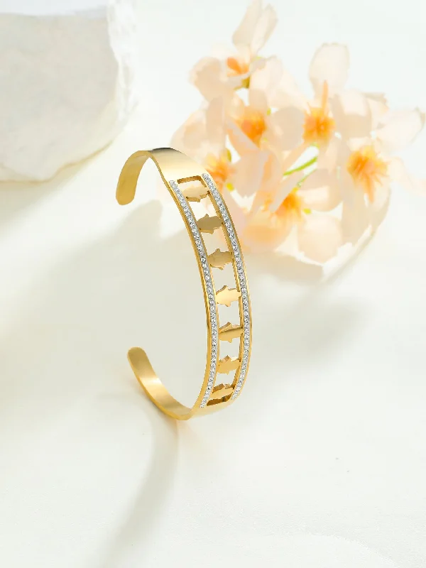 Women’s diamond bracelet-Simple Style Classic Style Palm Stainless Steel Plating Inlay Zircon 18k Gold Plated Bangle