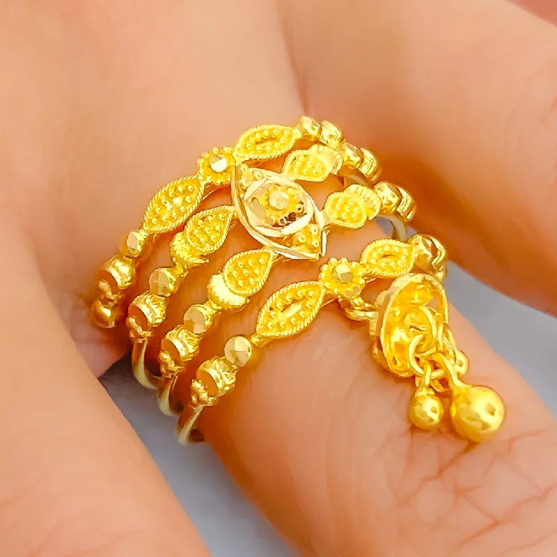 Women’s personalized wedding ring-Dressy Intricate 22K Gold Spiral Ring