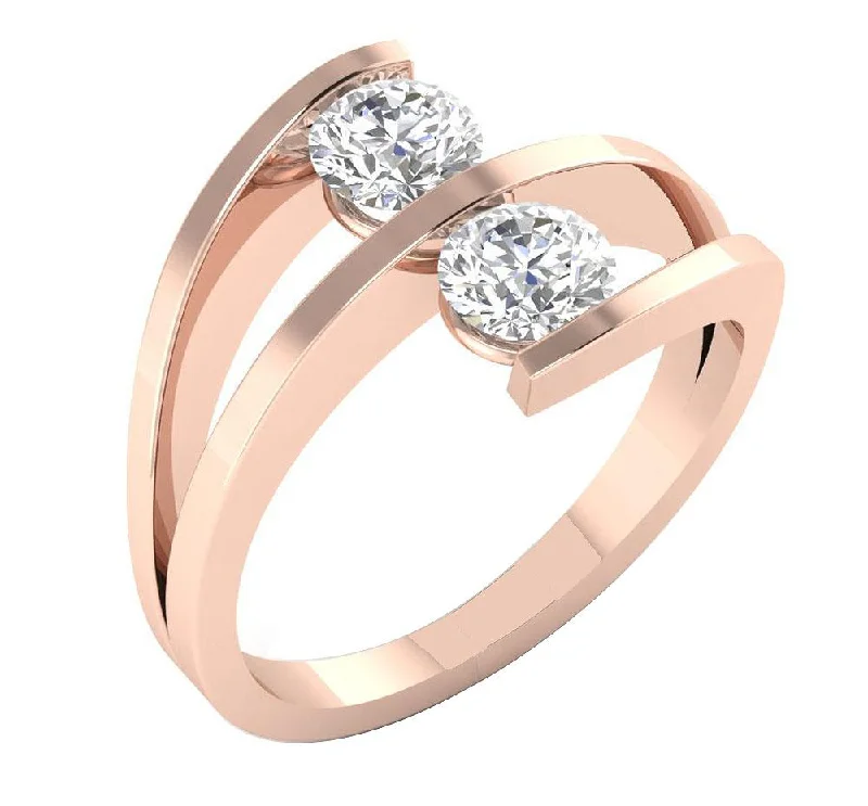 Women’s rose gold engagement rings-The Boone 14K Rose Gold Natural Diamond Forever Us Engagement Ring