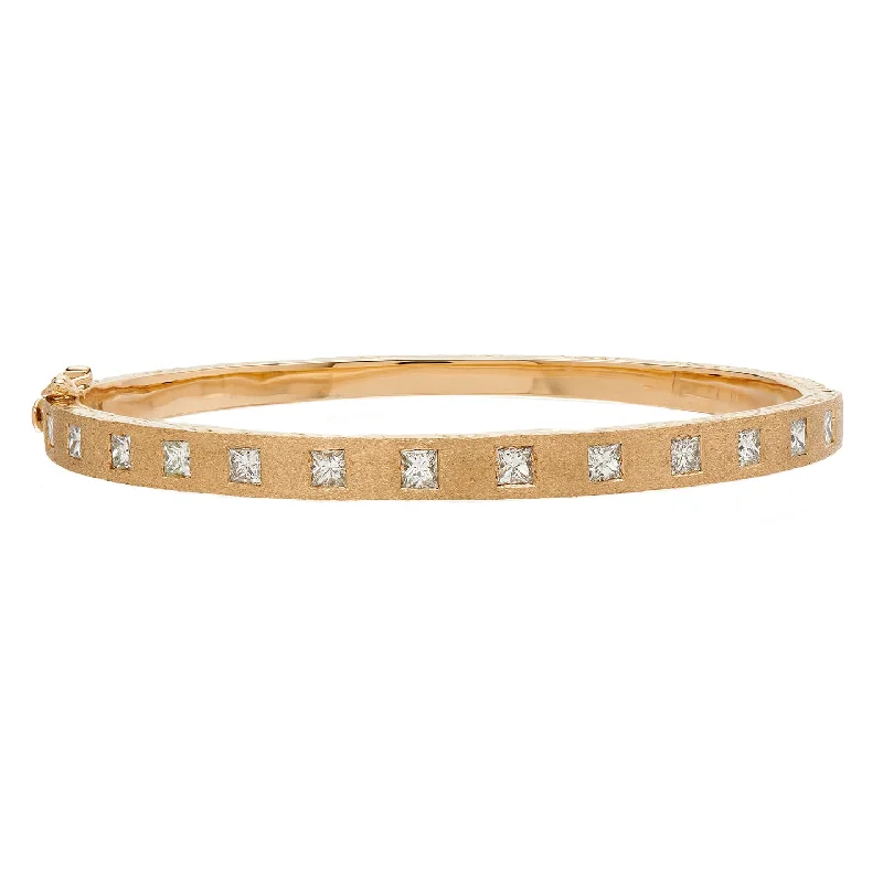 Women’s bohemian bangle-Dunes Edge White Diamond Wide Bangle