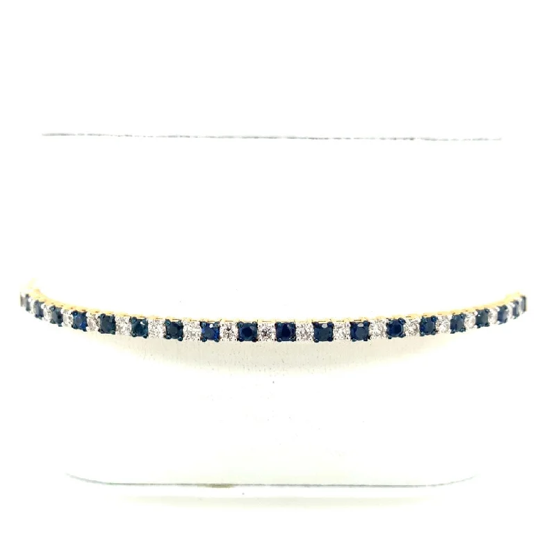 Women’s boho bracelet-14k Yellow Gold Diamond and Sapphire Bangle