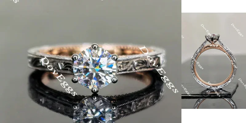 Women’s vintage-inspired engagement rings-Doveggs round solitaire moissanite engagement ring