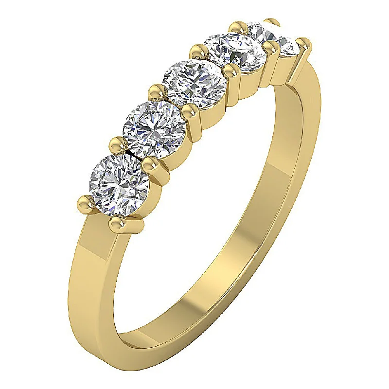 Women’s platinum solitaire engagement rings-The Omari Five Stone Stackable Engagement 14k Yellow Gold Ring