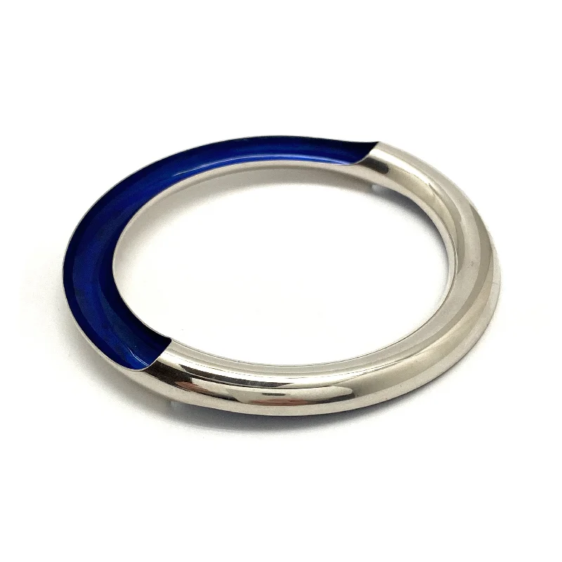 Women’s ethnic bracelet-Bright Silver and Blue Bangle