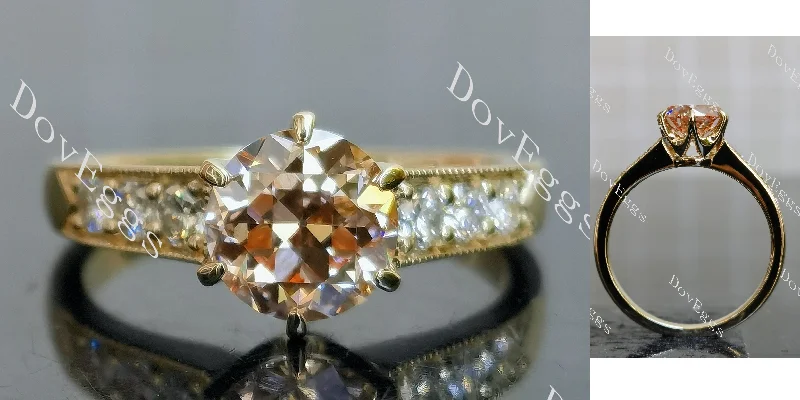 Women’s vintage engagement rings-Doveggs round pave art deco moissanite engagement ring