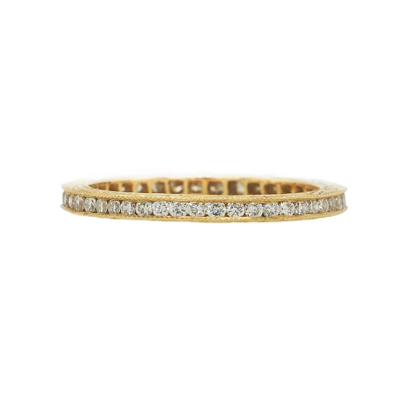 Women’s yellow gold engagement rings-Channel White Diamond Band