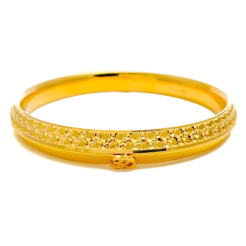 Women’s gemstone bangles-Distinct Textured OM Men's 22k Gold Bangle