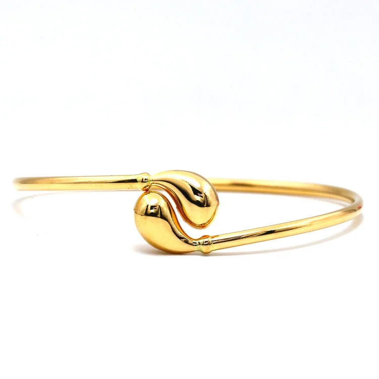 Women’s minimalist bangle-Real Gold Plain Twisted Teardrop Bangle (Size 20) 0260 BA1608