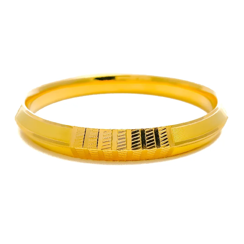 Women’s infinity bracelet-Impressive Striped Men's 22k Gold Bangle