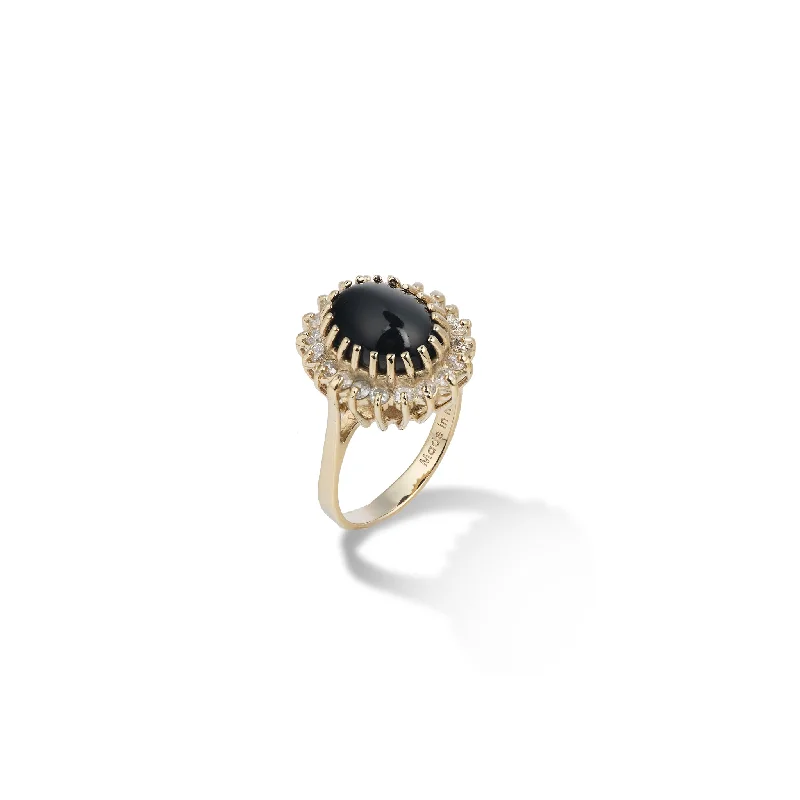 Women’s pear-shaped diamond engagement rings-Princess Ka‘iulani Black Coral Ring in Gold with Diamonds - 11mm