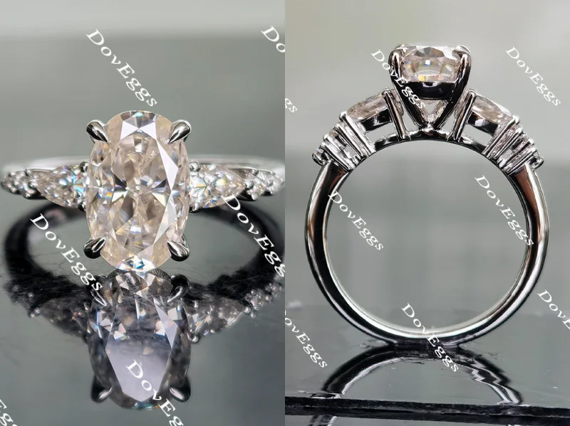 Women’s custom engagement rings-Doveggs side stone moissanite engagement ring