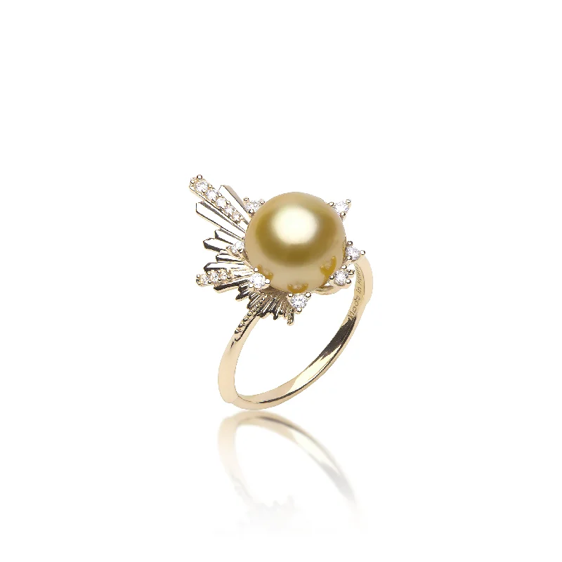 Women’s classic engagement rings-E Hoʻāla South Sea Gold Pearl Ring in Gold with Diamonds - 21mm