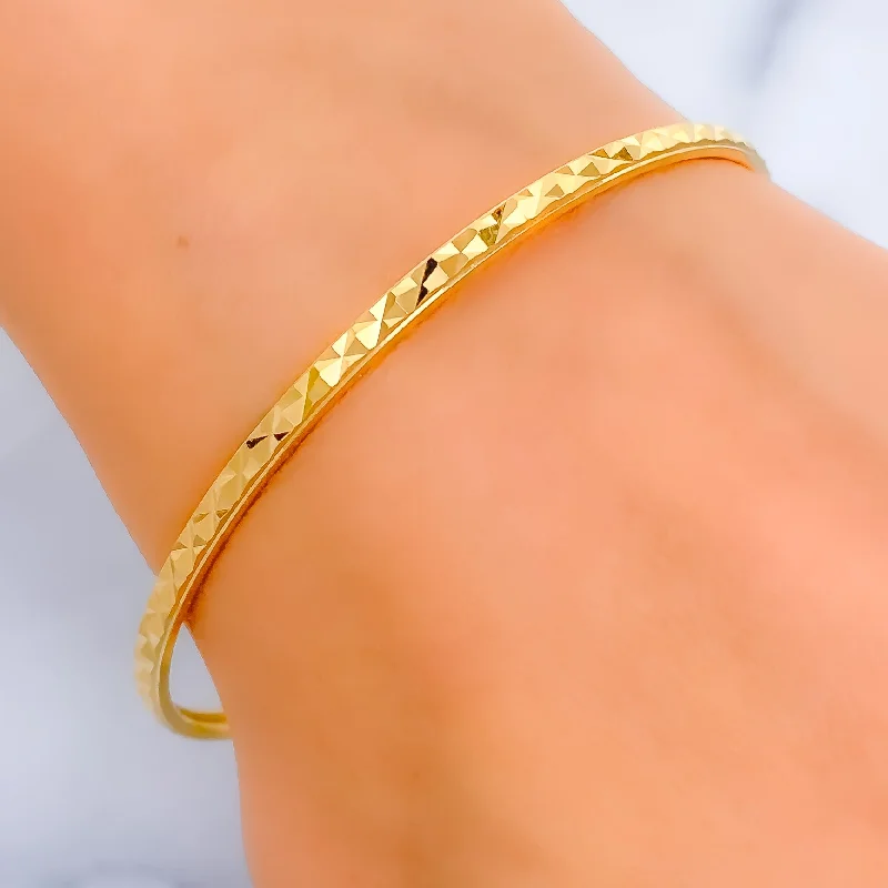 Women’s bangles with diamonds-Thin Everyday Glowing 22k Gold Bangle