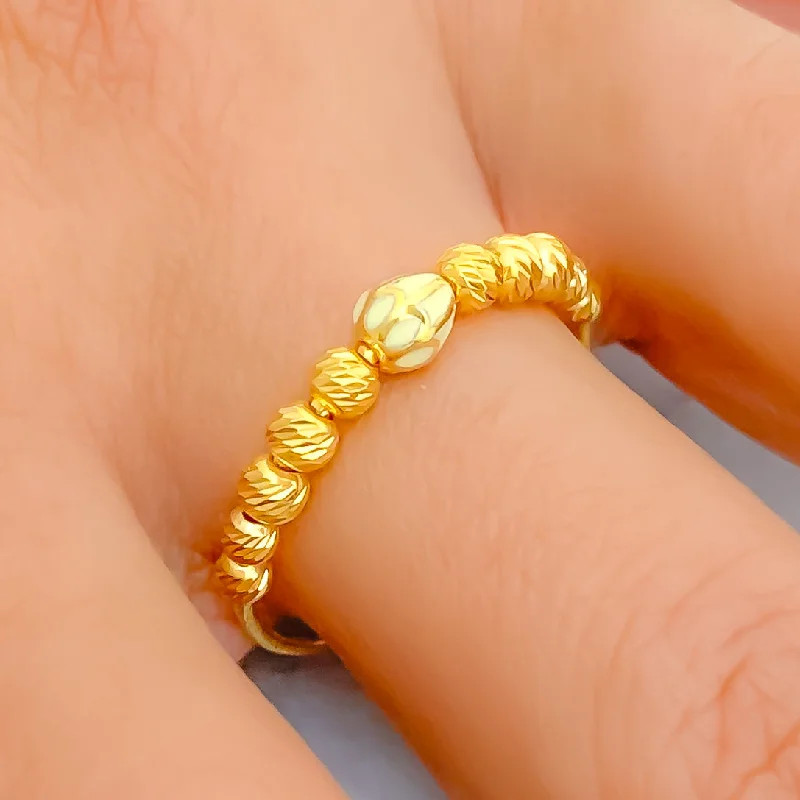 Women’s gold wedding band-Sparkling Elevated 21k Gold Ring