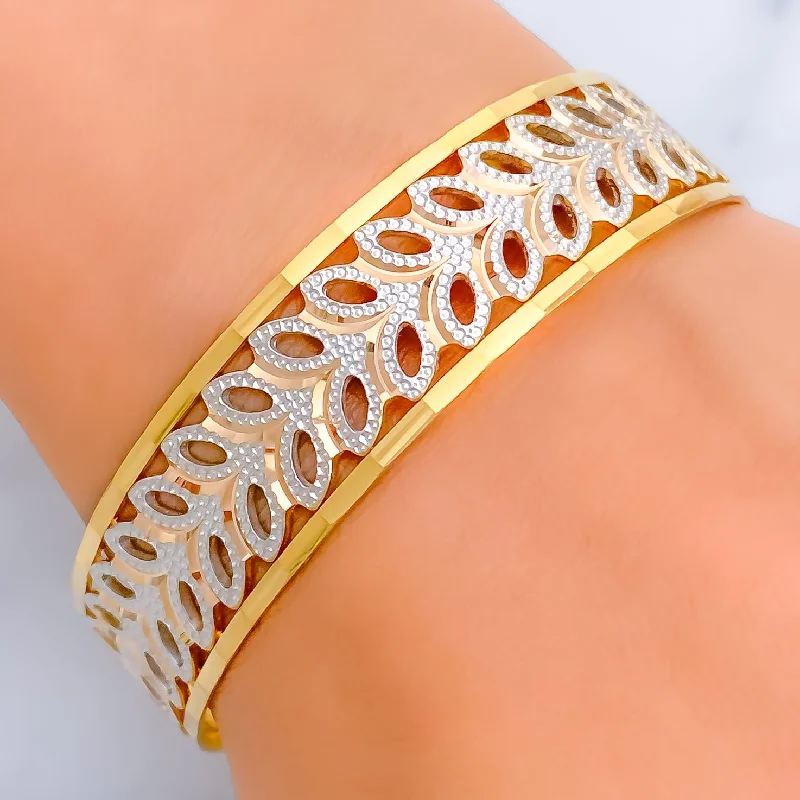 Women’s multi-colored bracelet-Elegant Dazzling 22k Gold Leaf Bangle