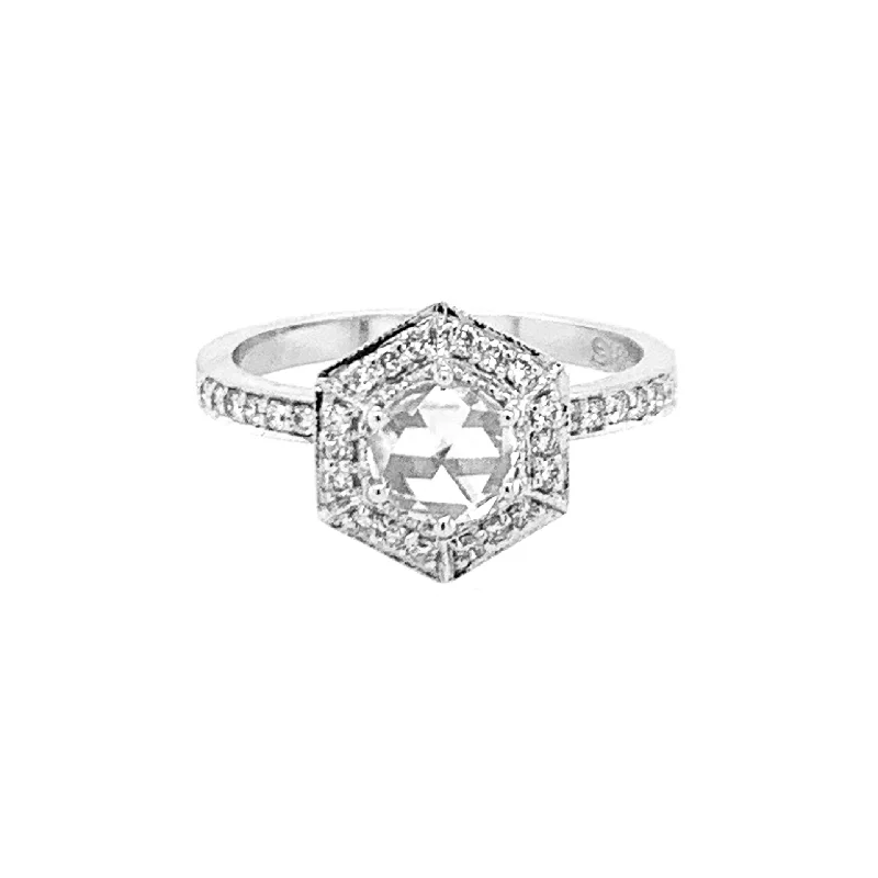 Women’s oval engagement rings-Aster White Diamond Ring