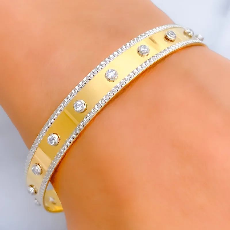 Women’s cuff bangles-Exclusive sleek 22k Gold CZ Bangle