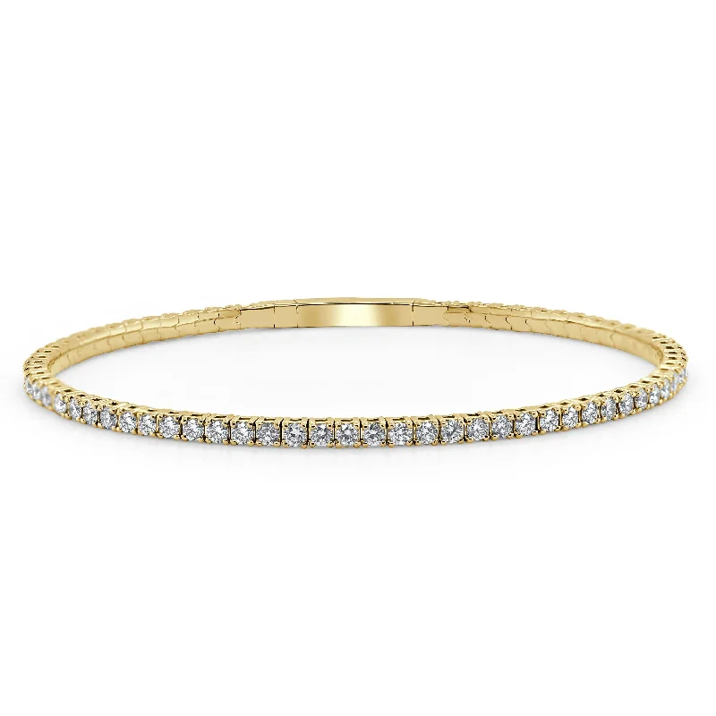 Women’s gold-plated charm bracelet-14k Gold & Diamond Flexible Bangle