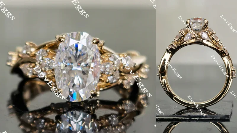 Women’s custom-made engagement rings-Doveggs art deco moissanite engagement ring for women