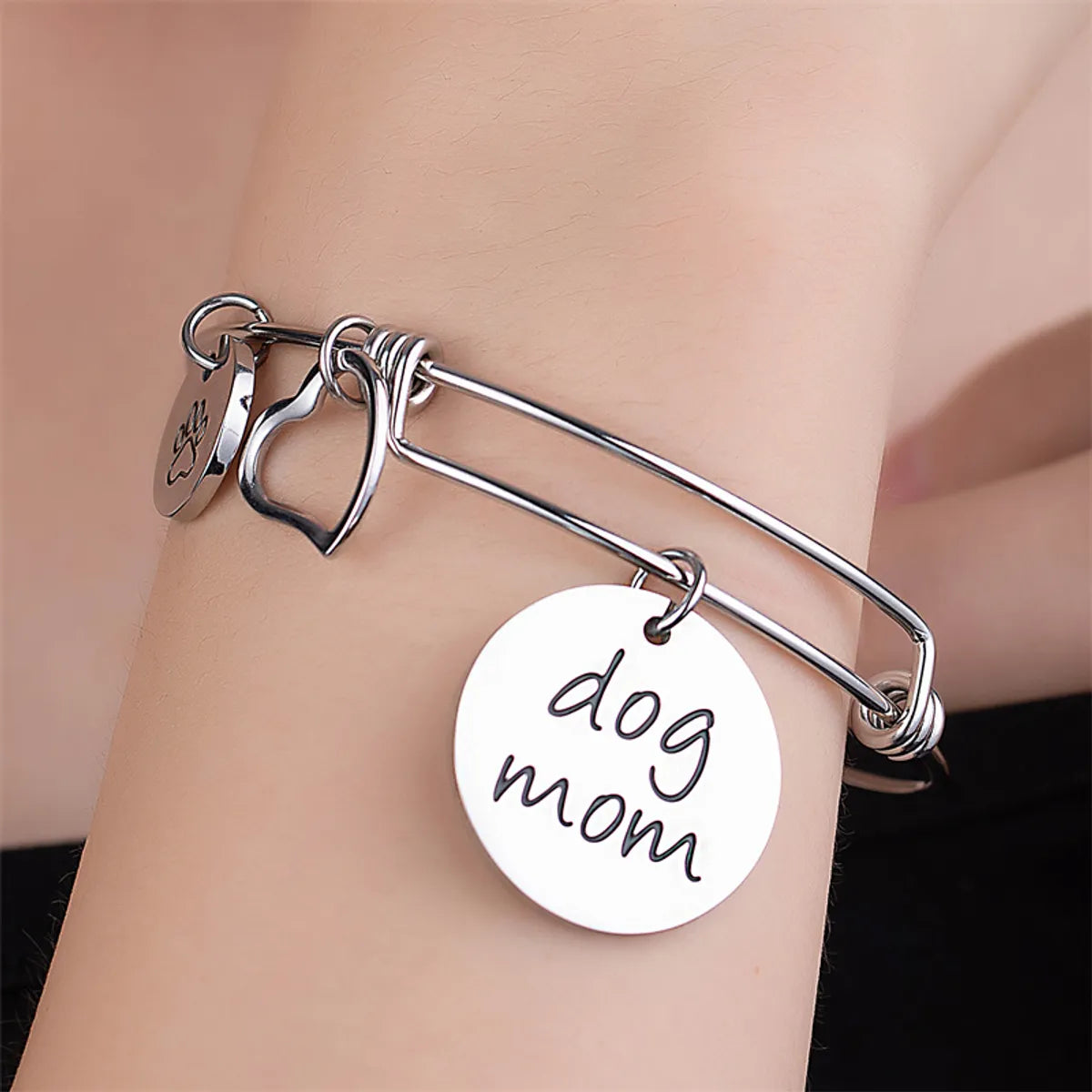 Women’s unique bracelet-Casual Simple Style Classic Style Letter Stainless Steel Titanium Steel Polishing Bangle