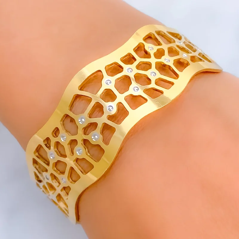 Women’s minimalist bangle-Magnificent Unique 22k Gold Bangle