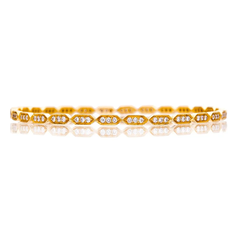 Women’s gold-plated bangle-Deco White Diamond Bangle