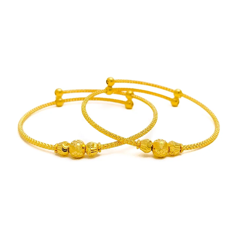 Women’s chunky bracelet-Modern Glamorous 22k Gold Adjustable Baby Bangle Pair