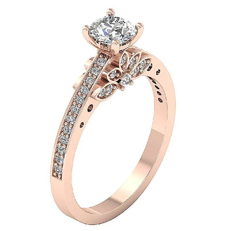 Women’s elegant engagement rings-The Kieran Designer Genuine Diamond 14k Rose Gold Solitaire Engagement Ring